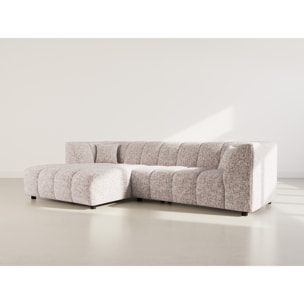 Curtis - canapé d'angle gauche 4 places avec accoudoir en tissu texturé - Taupe