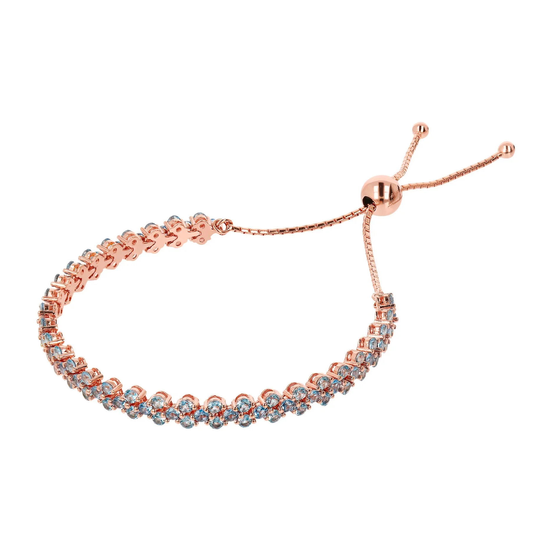 Bracciale Tennis Regolabile Doppio con Cubic Zirconia Marroni