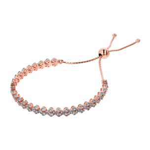 Bracciale Tennis Regolabile Doppio con Cubic Zirconia Marroni