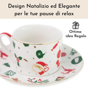 Set 4 tazze da tè Fantasia del Natale in new bone china