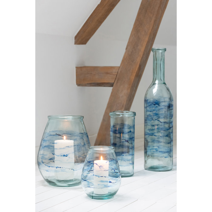 J-Line Photophore Vague - verre - bleu