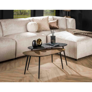 Kahoni - lot de 2 tables basses gigognes - doré et noir - 84 cm - Noir / Doré