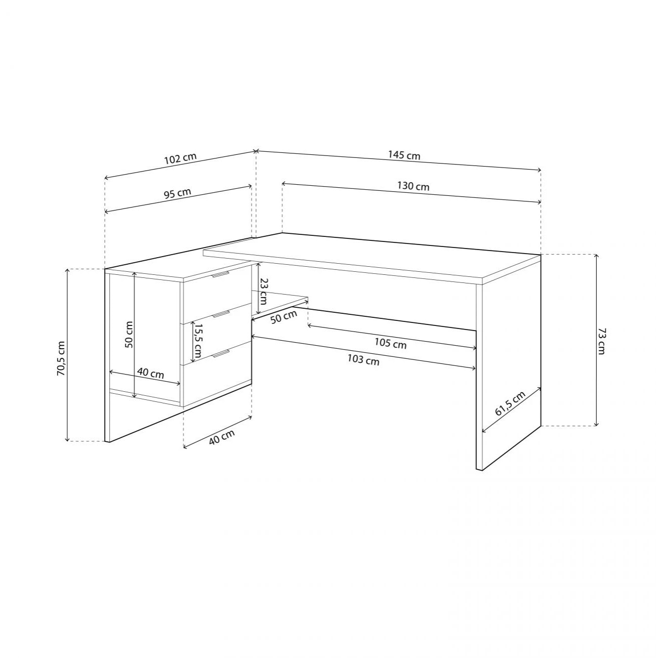 Mesa de escritorio Work Blanco Artik (Blanco Mate) - Roble Canadian
