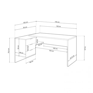 Mesa de escritorio Work Blanco Artik (Blanco Mate) - Roble Canadian