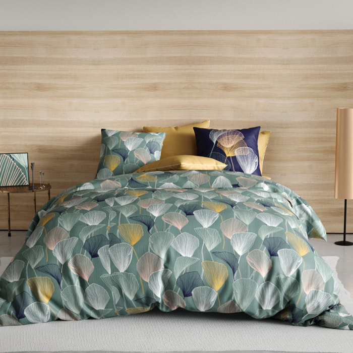Parure housse de couette imprimé 100% coton - cottey - vert