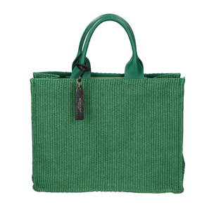 Borsa a mano da donna - Modello False - Misto pelle e tessuto - 31.0 x 41.5 x 15.5 cm