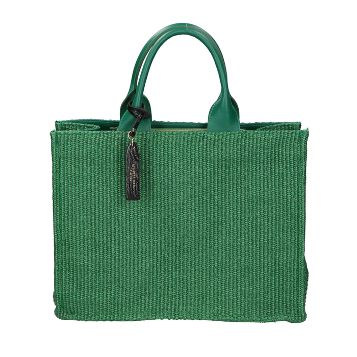 Borsa a mano da donna - Modello False - Misto pelle e tessuto - 31.0 x 41.5 x 15.5 cm