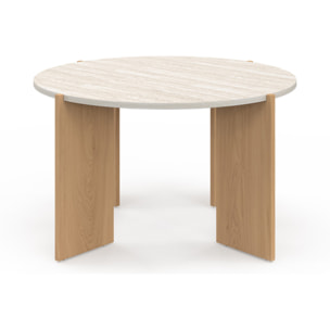 Table basse ronde Sidonie effet travertin Ø70cm