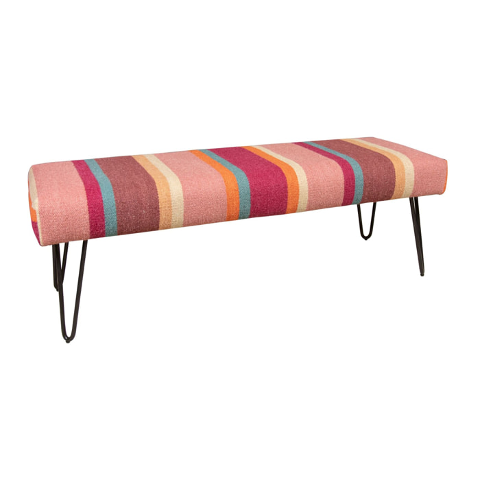 Banc en tissu coloré et pieds en métal noir CHAQUIRAS