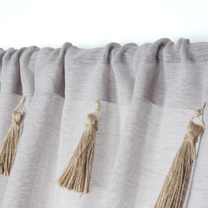 Voilage bohème à pompons en jute - Naturel