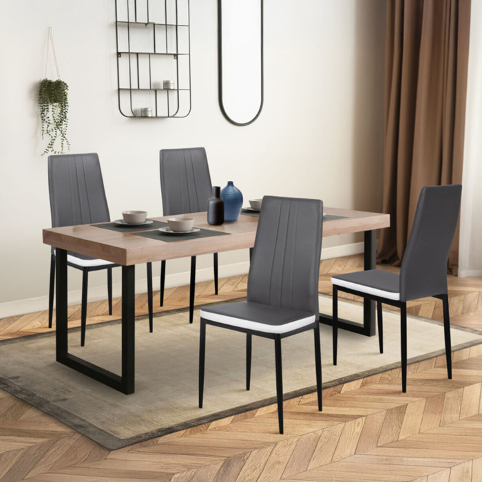 Chaises Jodie imitation cuir et pieds métal - Gris - blanc