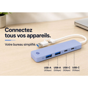 Hub USB C ESSENTIELB 4 en 1 USB C Violet - Vr