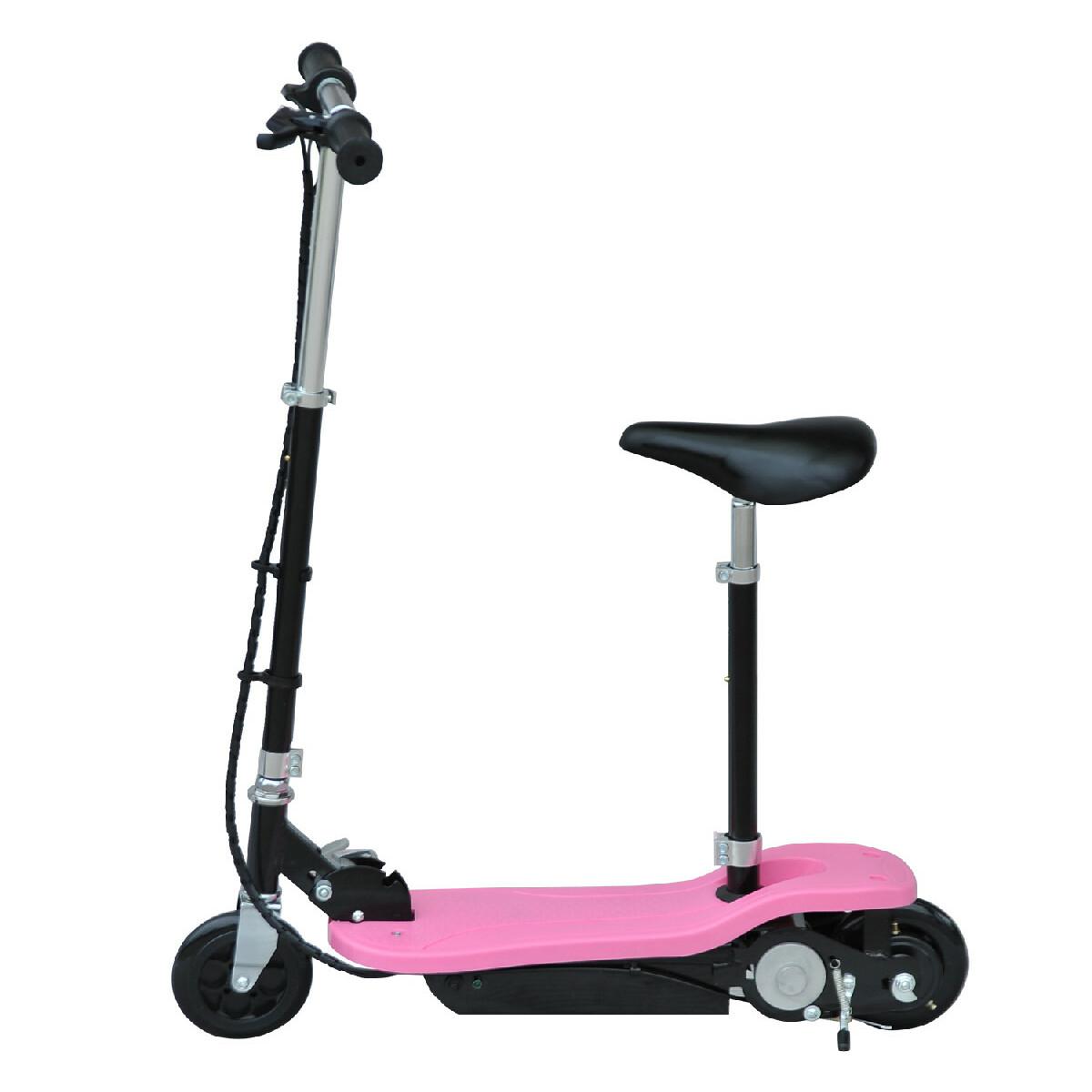 Trottinette électrique 120 W pliable pour enfants à partir de 7 ans hauteur de guidon et selle réglable 12 Km/h max. rose noir