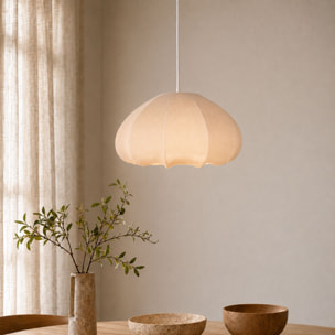 Abat-jour lanterne tissu texturé forme dôme - Beige