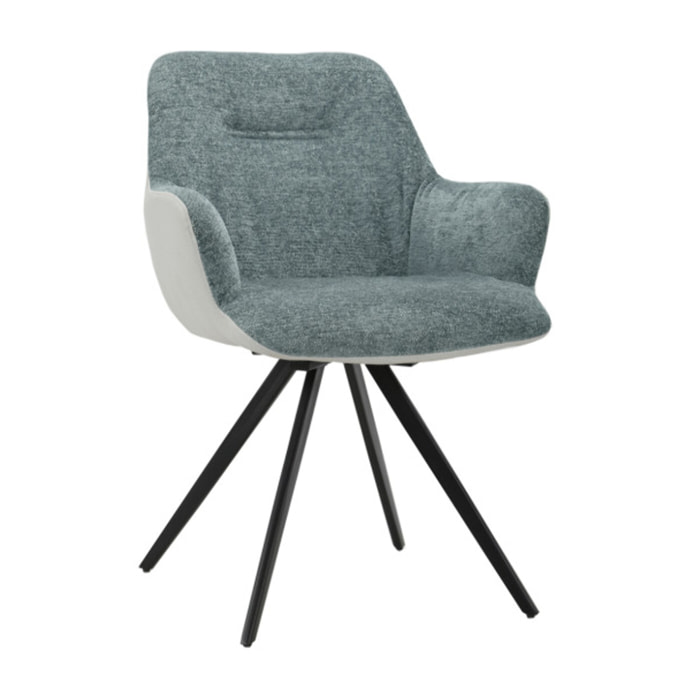 Fauteuil rotatif 180 en tissu soft avec accoudoirs - 2 coloris - ODILE
