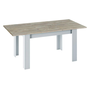 Mesa de comedor extensible Kendra 140 Blanco Artik (Blanco Mate) – Roble Alaska