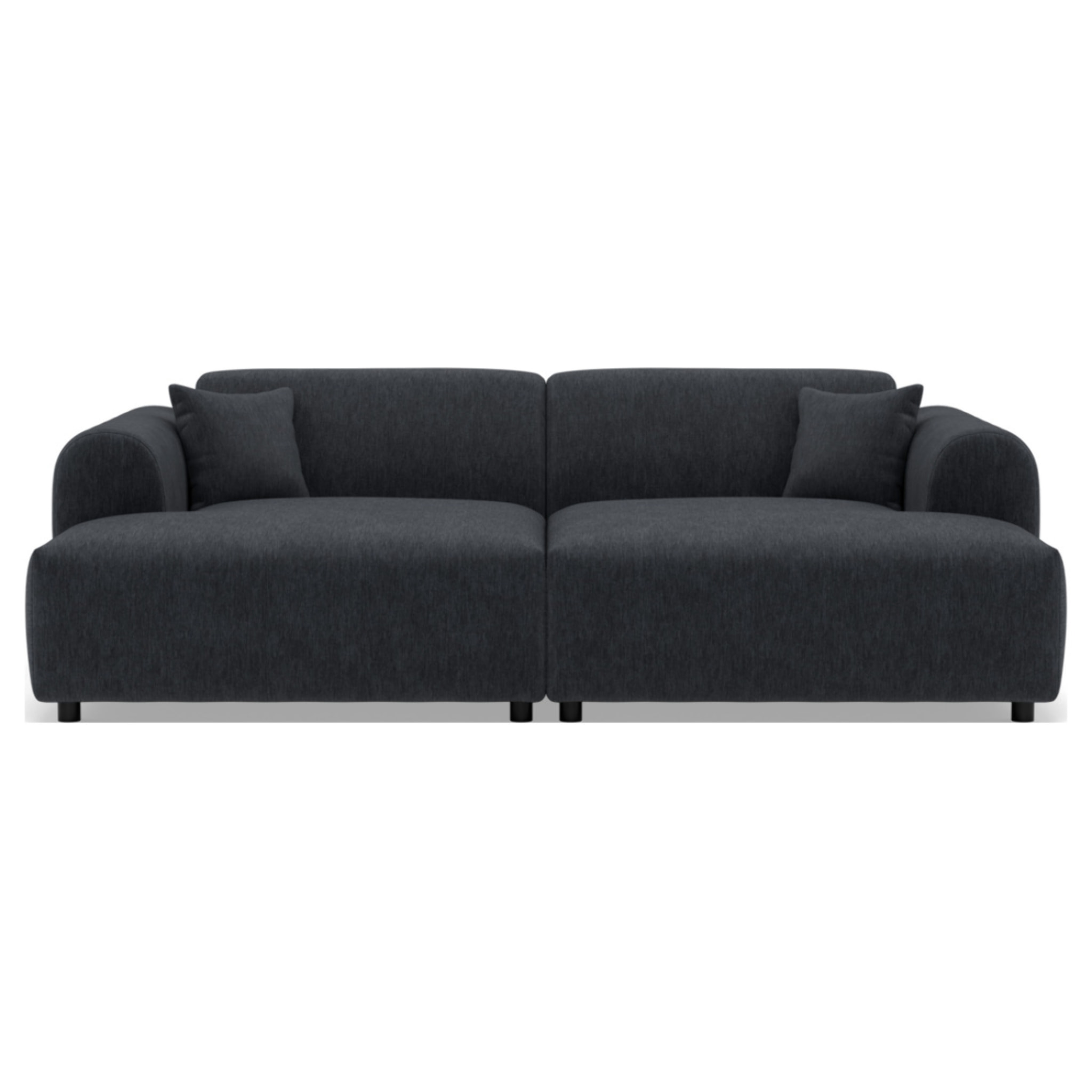 Aumance - canapé droit 4 places avec double méridienne assise profonde en velours texturé - Gris foncé