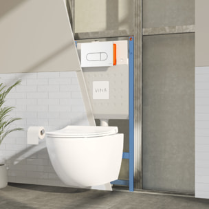 Pack WC suspendu VITRA Sento blanc mat + bâti autoportant V-Fix Core + Plaque Round Blanche