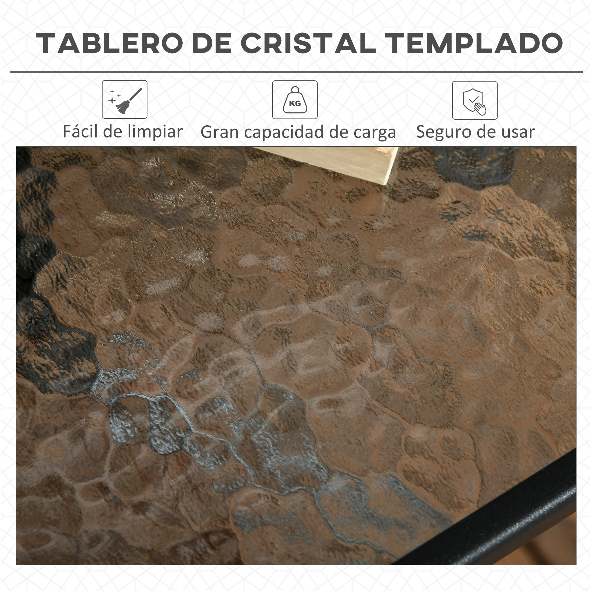 Mesa de Jardín Cuadrada Mesa de Comedor Exterior 76x76x72 cm con Agujero para Sombrilla y Encimera de Vidrio Templado para Patio Terraza Negro