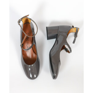 MARY JANE 2 CINTURINI CHOCOLA' GRIGIO