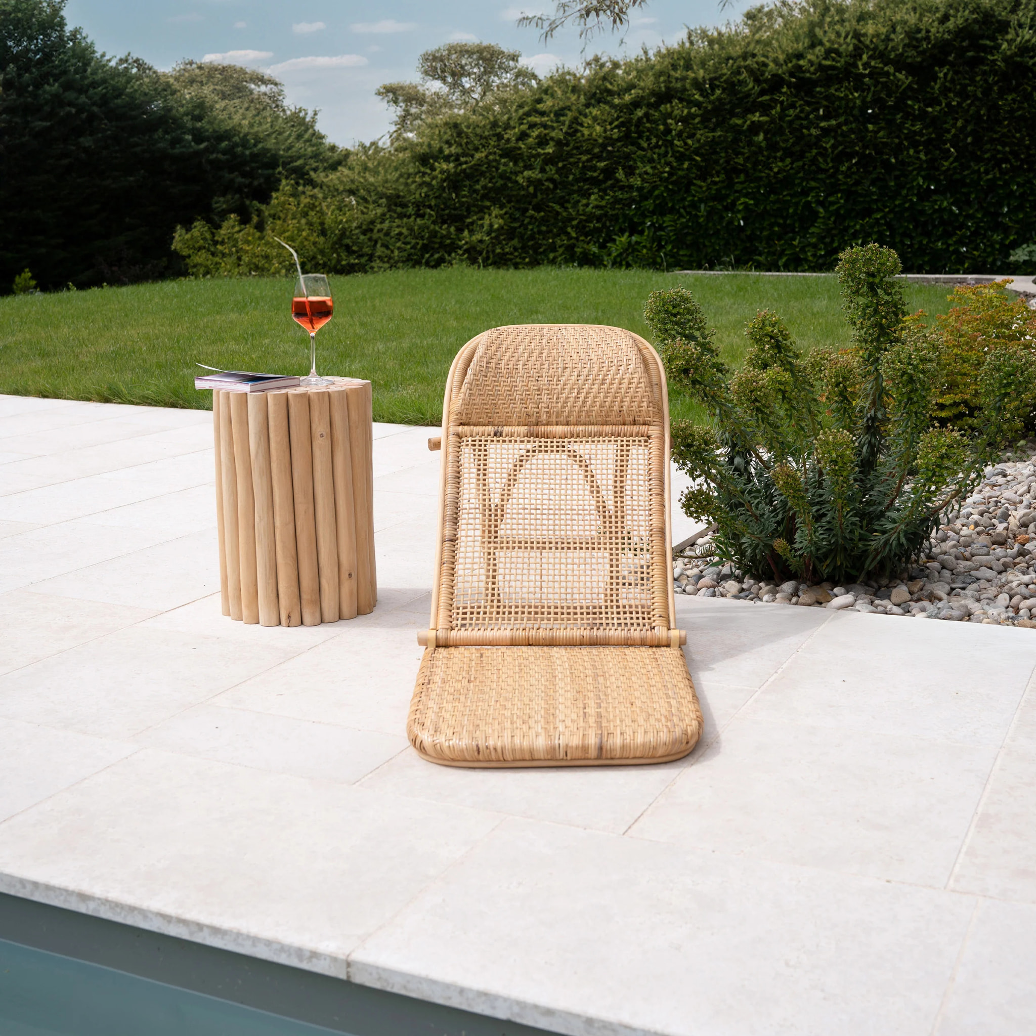 Chaise de plage pliable en rotin naturel - Favignana
