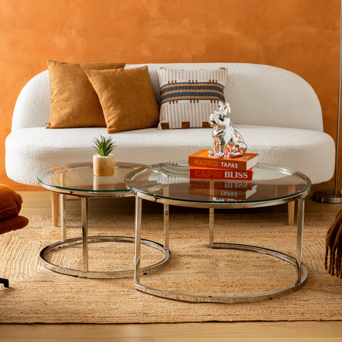 Lot de 2 tables gigognes "Kneo" argent 80x80x43,2cm