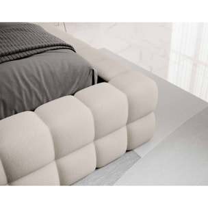 Kingston - lit coffre - 180x200 - sommier inclus - en tissu bouclette - Beige