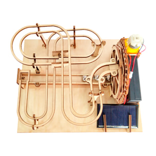 Maqueta de Madera 3D, con movimiento mecánico diseño de Pista de bolas con panel Solar.