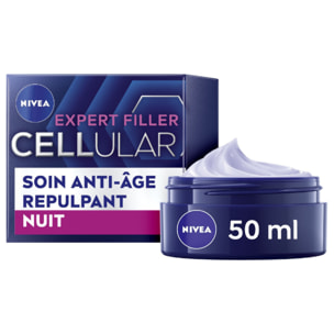 Pack de 2 - NIVEA - Soin de Nuit Anti-Âge Repulpant CELLULAR EXPERT FILLER 2X50ml