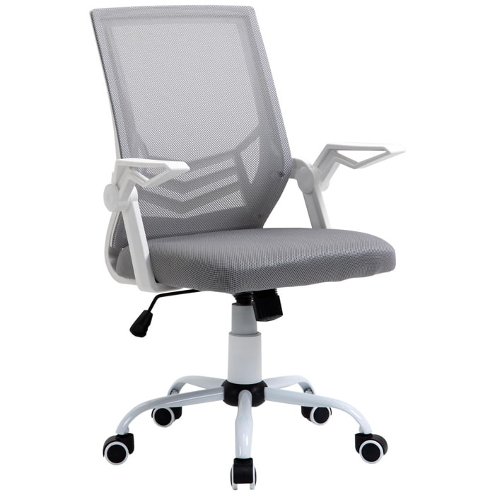 Vinsetto Chaise de bureau ergonomique support lombaires hauteur réglable pivotante 360° accoudoirs relevables polyester maille gris