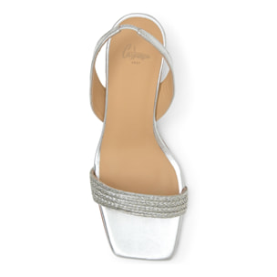 Sandalia destalonada Barby trenzada en acabado metalizado