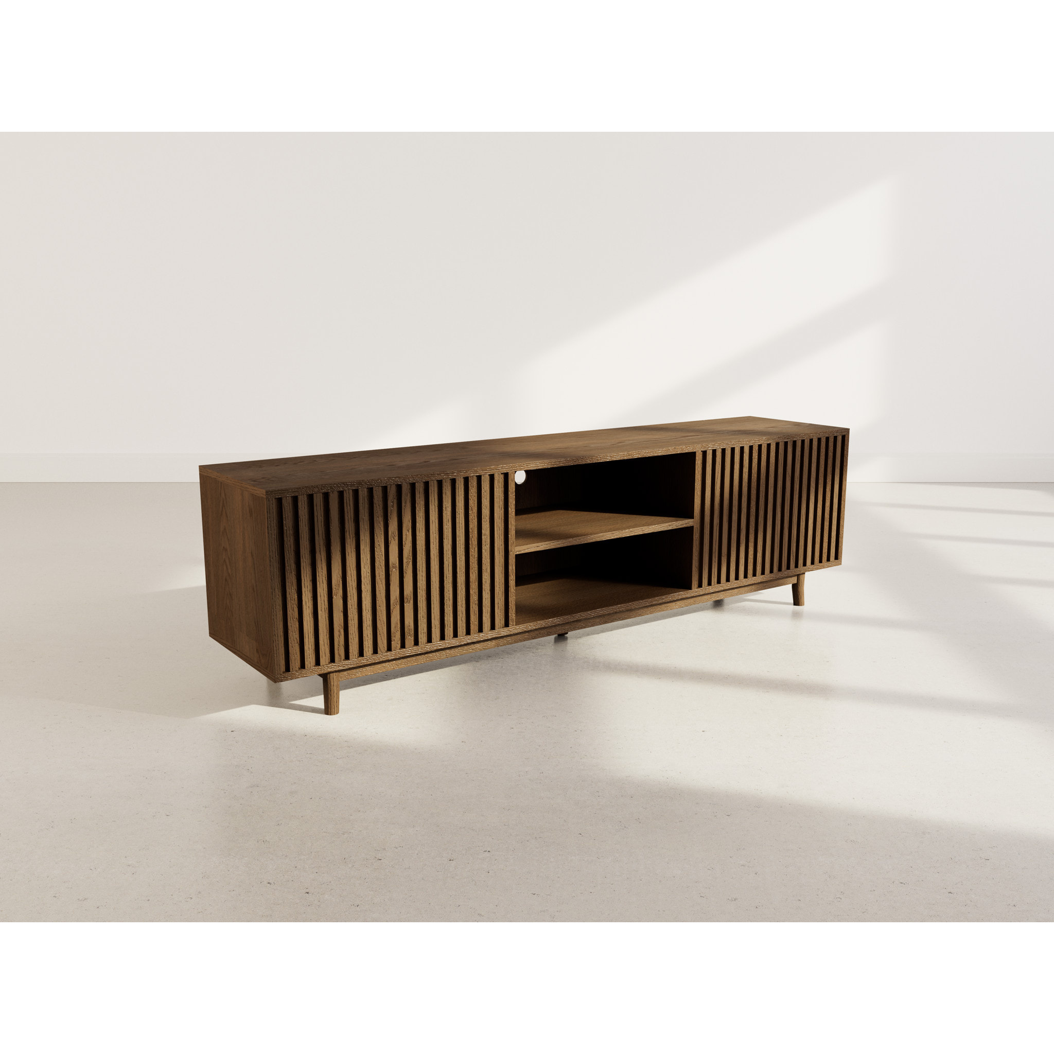 Freya - meuble tv 180 cm - 2 portes et 2 niches - Marron