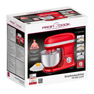 Robot pétrin multifonction 1200W vintage Proficook PC-KM 1197 Rouge