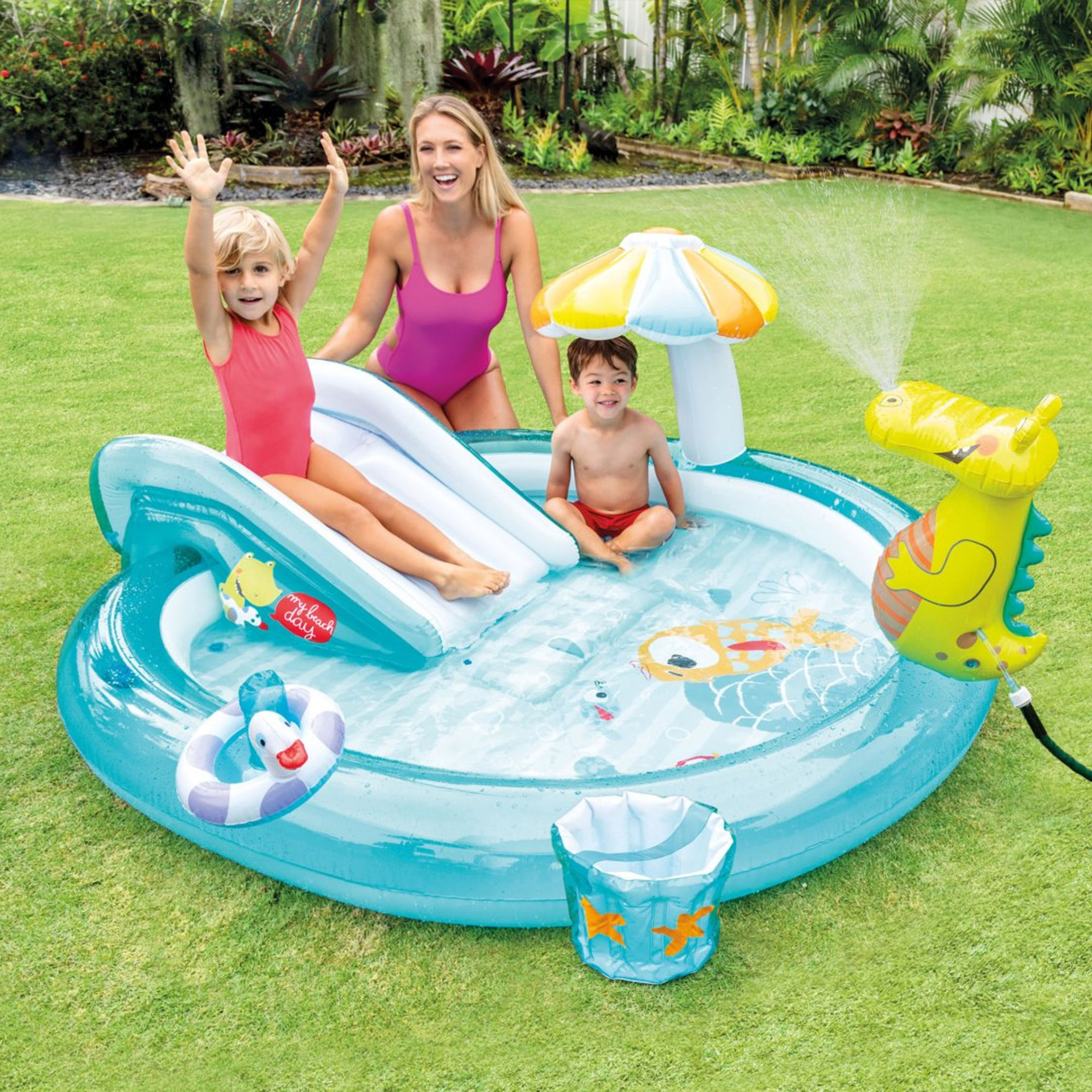Intex Play Center Alligatore con Spruzzino, 201x170x84 cm
