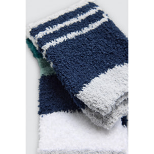 Confezione da 3 calzini in flanella con polsini anti-pressione e stampa geometrica