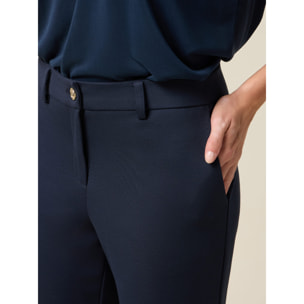 Oltre - Pantaloni flare in punto milano - Blu