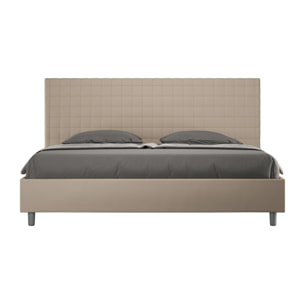 Lit king size avec sommier rembourrée 180x200 similicuir taupe Sunny