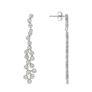 Orecchini Pendenti a Filo con Punti Luce in Cubic Zirconia in Argento 925