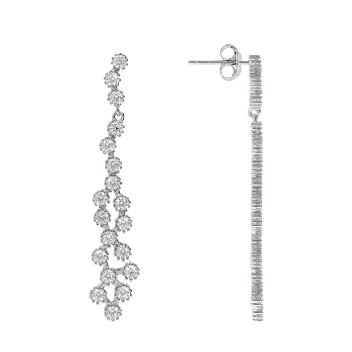 Orecchini Pendenti a Filo con Punti Luce in Cubic Zirconia in Argento 925
