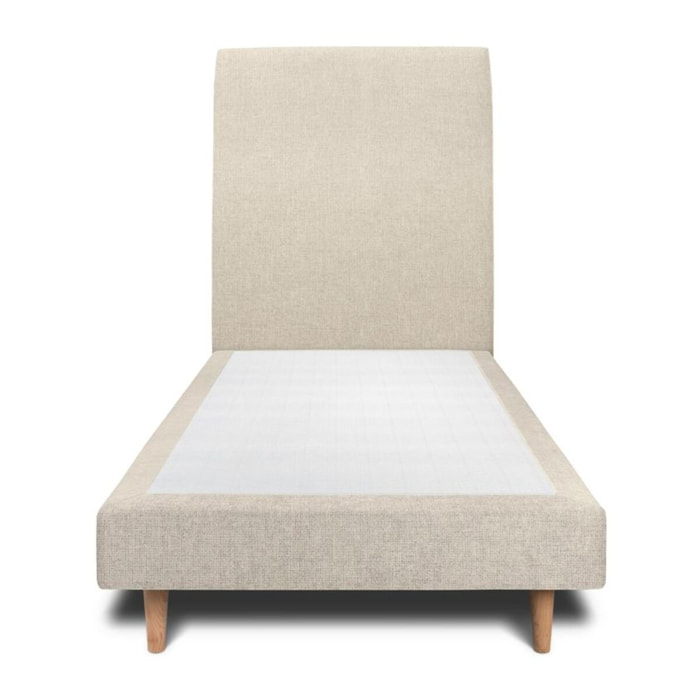 Lit avec tête de lit tapissée tissu et sommier tapissier ep14