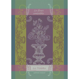 Torchon pur coton motif jacquard violet Les violettes violet