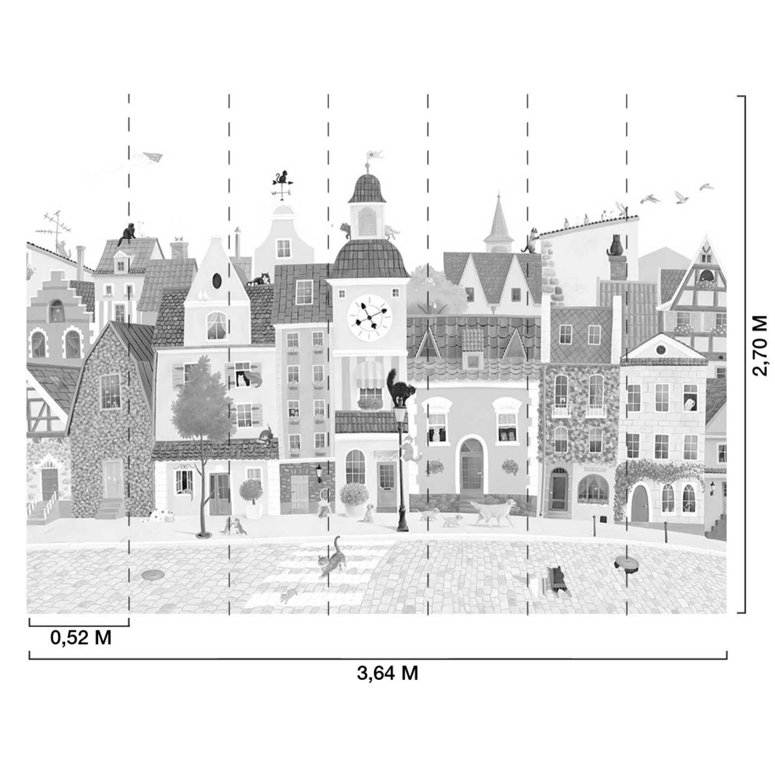 Papier enfant Le village des félins Intissé