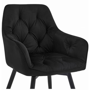 Sedia Girevole JORK360 in Velluto Nero con Gambe in Metallo