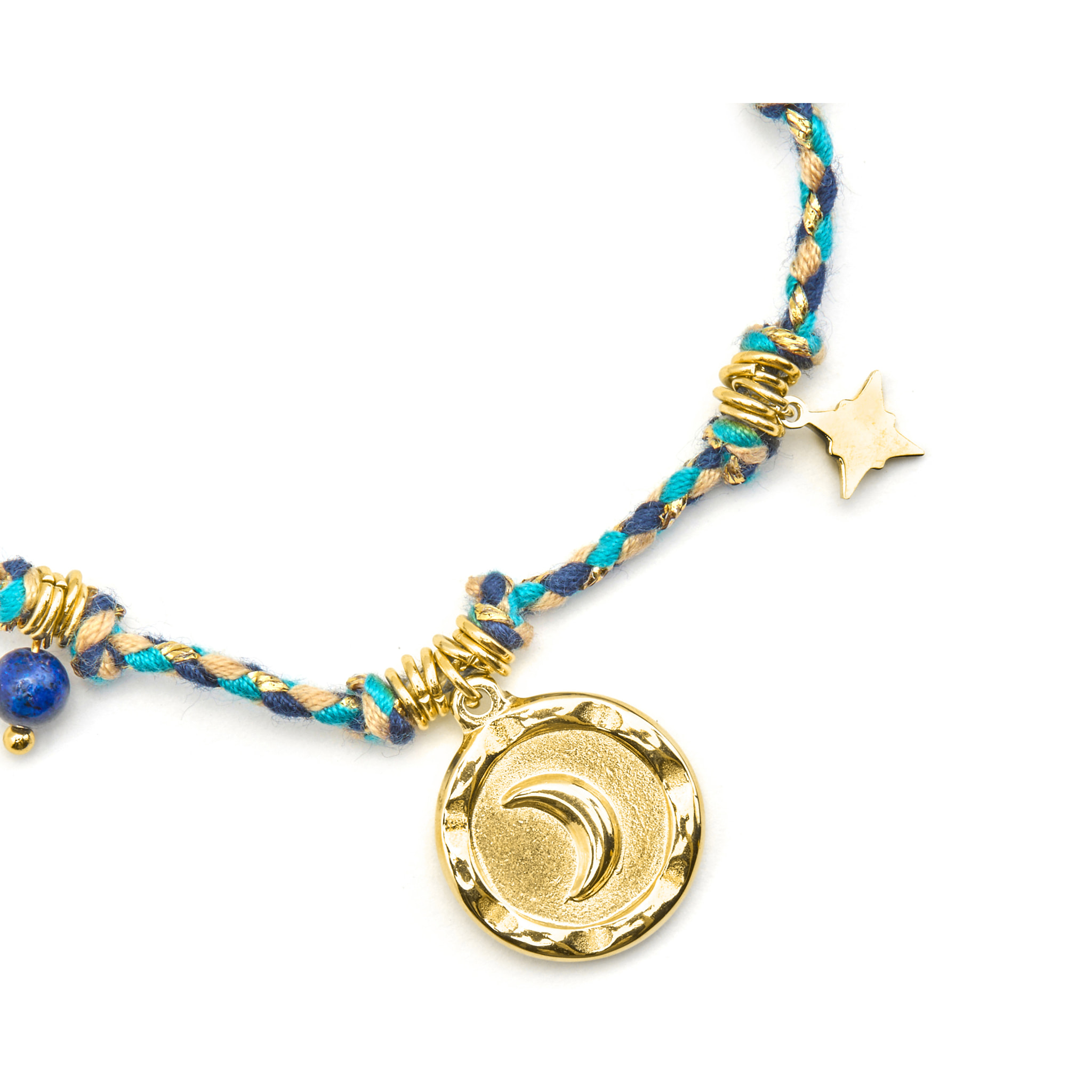Pulsera con Cristal Azul Oscuro acabado oro 18k