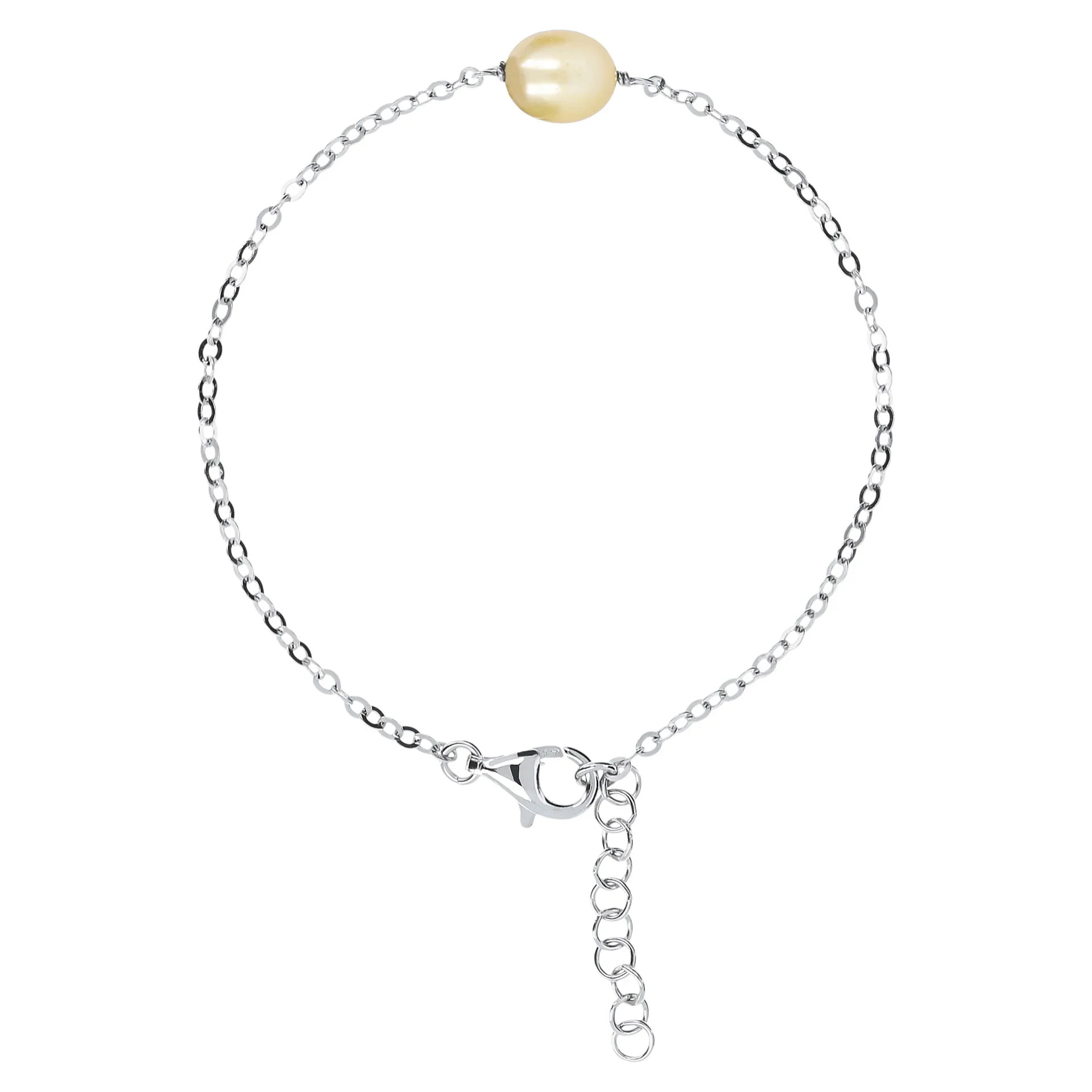 PERLAVIVA - Bracciale Catena Rolo in Argento 925 con Perla d'Acqua Dolce Marrone Ø 7/8 mm