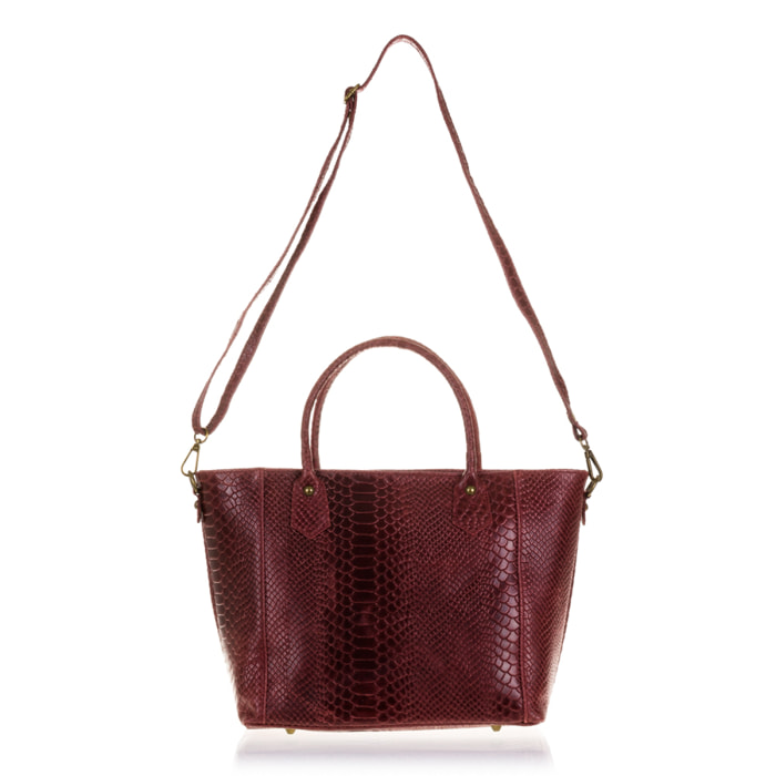Imperia Borsa tote Donna.Pelle autentica Camoscio Stampa Serpente