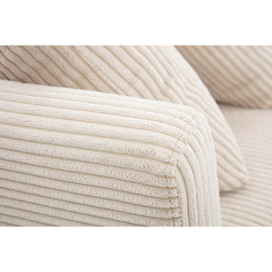 Canapé scandinave déhoussable 3 places en tissu velours côtelé beige et bois clair OSLO