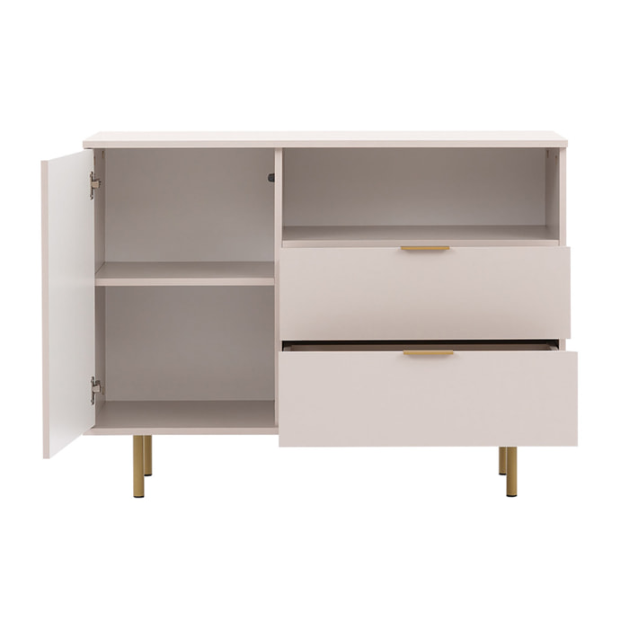 Monica - buffet - beige - 2 tiroirs, 1 porte et 1 niche - 107 cm - Beige