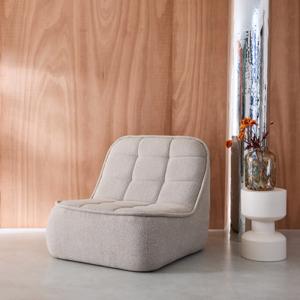 Chauffeuse bouclette texturée 1 place beige L 93 x P 104 x H 85cm - Boni