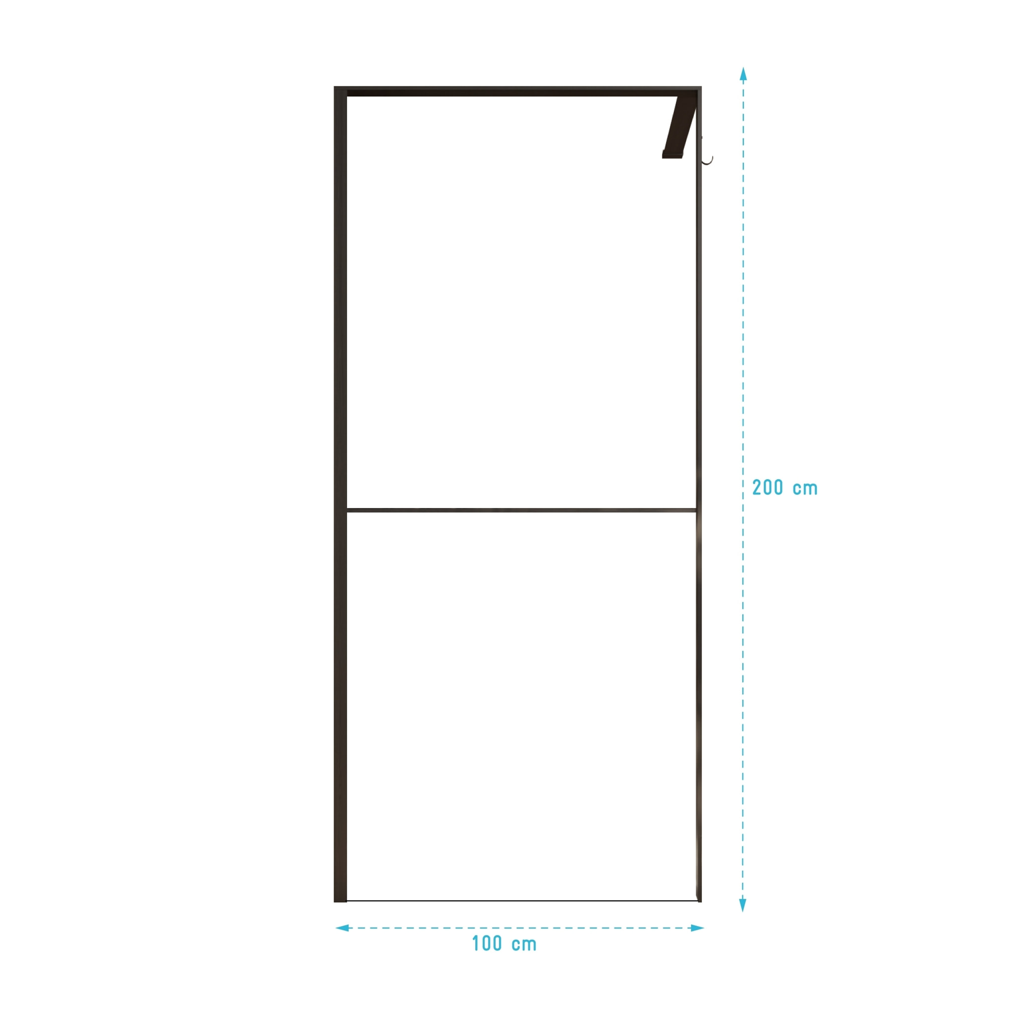 Paroi de douche 100x200cm - Cadre et étagère finition chêne foncé - Verre 8mm anticalcaire - ETHAN